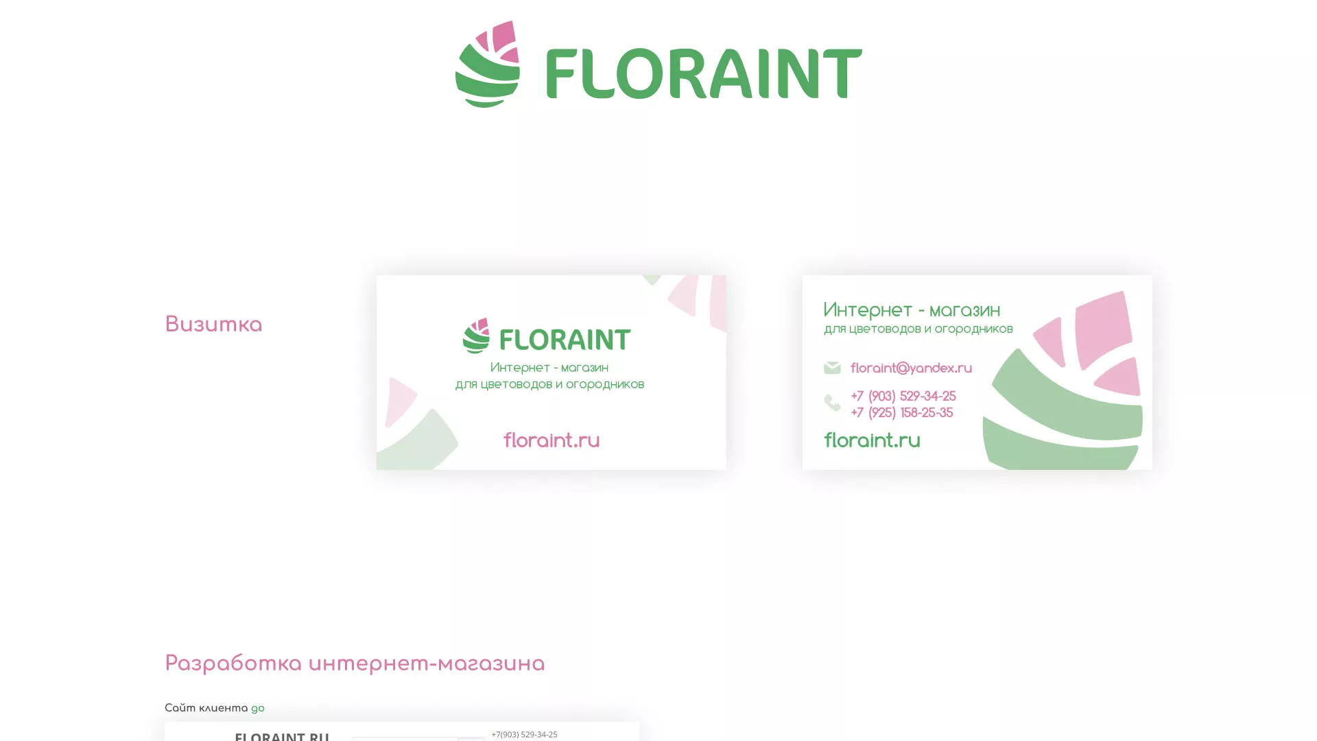 Создание логотипа и интернет-магазина «FLORAINT» в Островном