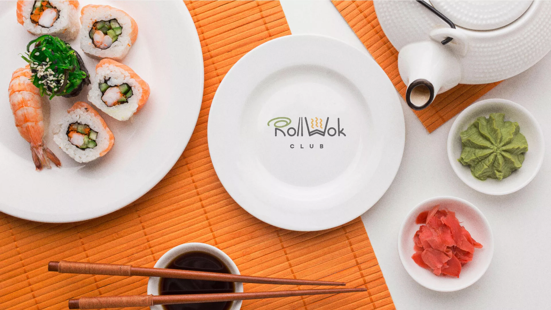 Разработка логотипа и фирменного стиля суши-бара «Roll Wok Club» в Островном